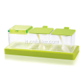 Set di vasetti di condimento in plastica verde